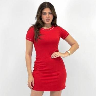 Imagem de Vestido Malwee Curto Canelado Manga Curta Feminino-Feminino