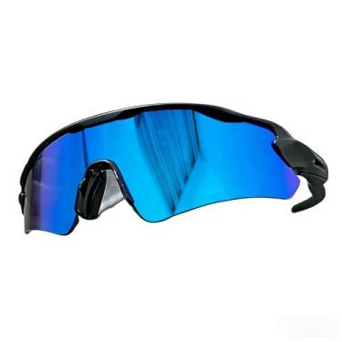 Imagem de Óculos de Sol Esportivo Unissex Polarizado UV400 – Ideal para Corrida, Ciclismo, Praia e Beach Tennis(preto com azul bb)