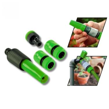 Imagem de Mangueira de Jardim Trançada Reforçada Verde | PVC com Esguicho Regulável | 10m a 50m(Kit Esguicho)