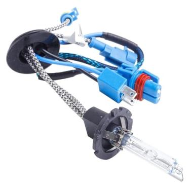 Imagem de 2 peças 55W D2H D2Y Lâmpada de xenon de base de metal de início rápido super brilhante D2C D2S com terno de arame (5500K branco quente)