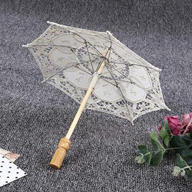 Imagem de Guarda-sol Vintage, Guarda-chuva Pequeno de Renda, Guarda-sol de Renda, Guarda-chuva de Adereço Fotográfico para Decoração, Foto, Festa de chá (Trompete bege)