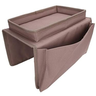 Imagem de GLOGLOW Organizador de Apoio de Braço para sofá Caddy Com Suporte para Copos, Tecido Oxford, 4 Bolsos, 11,8 X 7,1 X 7,1 Polegadas, para Sala de Estar, Dormitório, Materiais de Armazenamento de (Café)