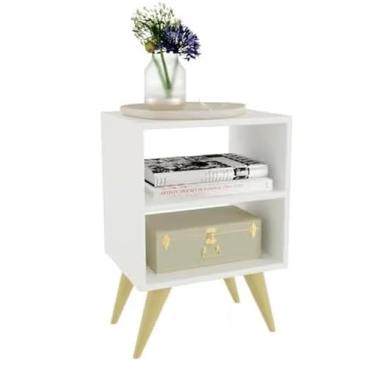 Imagem de Mesa de Cabeceira Retro para Quarto Casal ou Solteiro Nicho Decoração Palma(Branco)