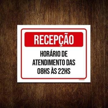 Imagem de Kit 3 Placa Sinalização - Recepção Verm Horário Atendimento - Sinalizo