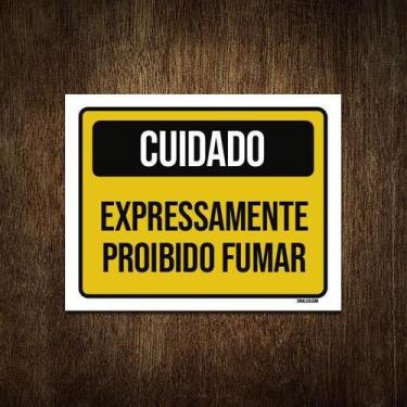 Imagem de Placa Sinalização Cuidado Expressamente Proibido Fumar 36X46 - Sinaliz