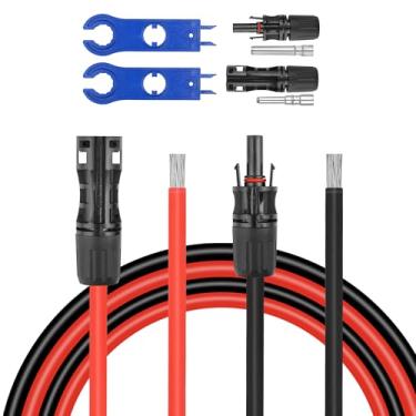 Imagem de Cabo de extensão de painel solar 8AWG de 8 pés, cabo de extensão de calibre 8, fio de painel solar com conectores rápidos fêmeas e machos, adaptador solar para RV, sistemas fora da rede (vermelho 30FT