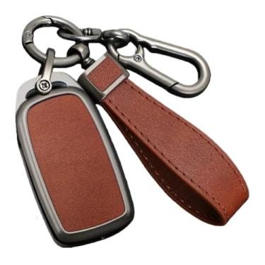 Imagem de Capa de couro para chave de carro, liga de zinco, compatível com DAF 106 cf euro 6 2022 xg xf caminhão, proteção remota para chave(B2 Brown)