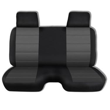 Imagem de Jokuye Capa de assento frontal de tecido de malha para Toyota Pickup 1990 1991 1992 1993 1994 1995, encosto de cabeça moldado e design de fundo entalhe pequeno de 5-7 cm - preto