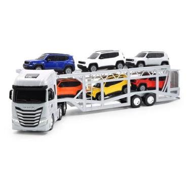 Imagem de Caminhão Cegonha Jeep Iveco S-Way Miniatura Infantil Criança Coleção C