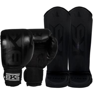 Imagem de Luva Muay Thai Boxe Kickboxing Sparring Caneleira Bks, Preto, 12oz