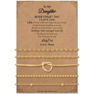 Imagem de Pulseiras de elos de ouro presentes para mulheres: pulseira empilhável banhada a ouro 14K na moda fina delicada elos cubanos conjuntos de joias presentes para mulheres amigas mãe filha irmã, 6.7