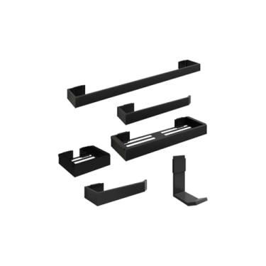 Imagem de kit acessórios para banheiro lavabo preto 6 peças