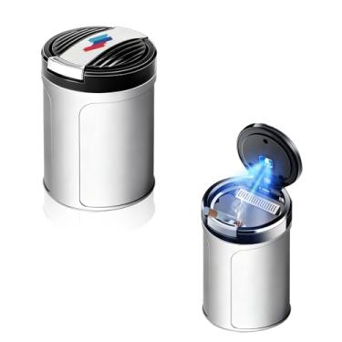 Imagem de Cinzeiro de carro com luz LED azul e tampa para BMW 4 5 3 2 7 8 Series iX X5 X3 X7 X1 X6 X4 X2 XM Z4, cinzeiro portátil removível à prova de cheiro para acessórios de carro (9,5 cm de altura)