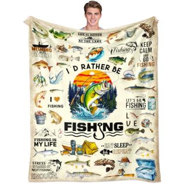 Imagem de Cobertor de pesca para homens cobertor de flanela macia cobertor de pesca engraçado presente de peixe para meninos pescadores 152 cm x 127 cm
