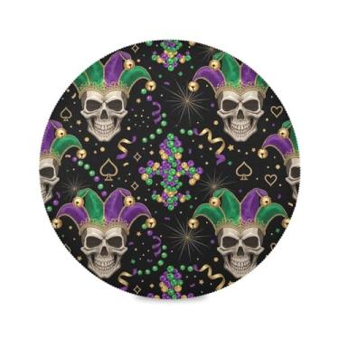 Imagem de Wassud Jogo americano tapete de mesa redondo carnaval para cozinha e jantar tapetes laváveis resistentes ao calor decoração de mesa 39 cm