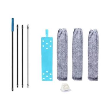 Imagem de Vassoura Telescópica De Cabo Longo Com Pano De Microfibra Para Limpeza