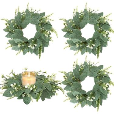 Imagem de Dremisland 4 mini guirlandas de eucalipto, guirlandas artificiais para armário de cozinha de 25,4 cm, guirlandas de velas pequenas para decoração de parede de porta, janela, cozinha, casamento, casa