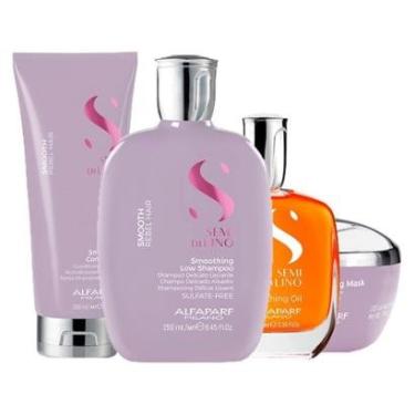 Imagem de Kit Alfaparf Milano Professional Semi Di Lino Smooth - Shampoo e Condicionador e Máscara e Óleo-Unissex