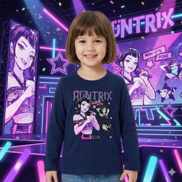 Imagem de Blusa Infantil Manga Longa Huntrix Personagens Zoey e Mira, Azul zoey,