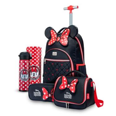 Imagem de Kit Mochila Escolar Disney Lancheira Estojo Garrafa Minnie Mouse