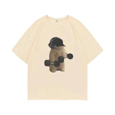 Imagem de Camiseta Feminina Casual De Verão Com Estampa De Meme De Gato Engraçad