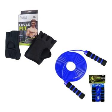 Imagem de Kit Academia Luva Exercicio Corda Pular Profissional - MBfit