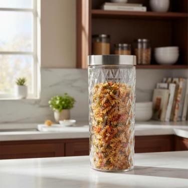 Imagem de Pote De Vidro Redondo Mantimentos Tampa Inox 2,2l Cozinha - climaco