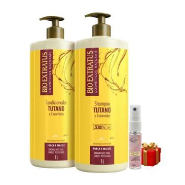 Imagem de Kit 1 Shampoo 1 Condicionador Tutano 1L + Presente Lourre 15 ml Bio Ex