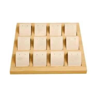 Imagem de Bandeja De Armazenamento De Joias Em Madeira De Bambu E Couro PU Avelu