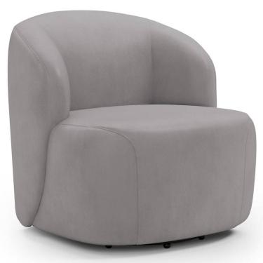 Imagem de Poltrona Giratória Orgânica Para Sala Living Heidy F04 Veludo Cinza - Lyam Decor