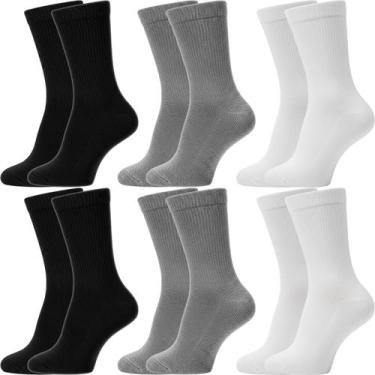 Imagem de Kit 6 Pares Meias Cano Médio Longo Academia Sport Atacado - Flat Socks