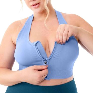 Imagem de Top Fitness Feminino Com Zíper Bojo Removível Sem Costura Plus Size Zee Rucci-Feminino