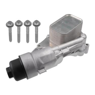 Imagem de Hihaha No.11428585235 Conjunto adaptador de carcaça do filtro de óleo do refrigerador de óleo do motor com parafuso e vedações de anel de vedação para BMW I8 X2 I8 / Refrigerador de óleo dianteiro