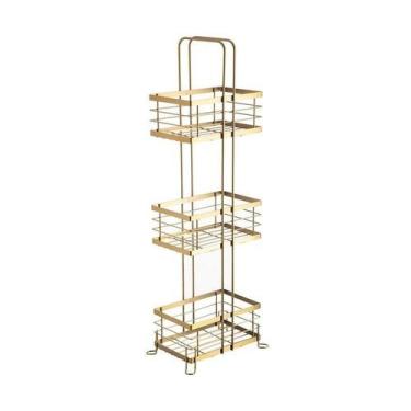 Imagem de Cesto organizador 3 prateleiras aurum ntga home style, DOURADO, 25 cm 