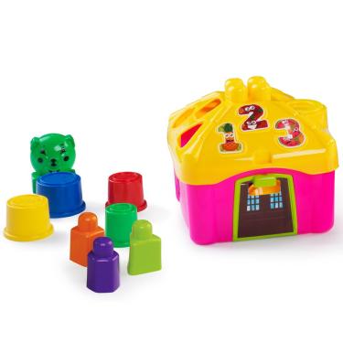 Imagem de Blocos de Montar - Casinha de Atividades Rosa - MK228 - Dismat