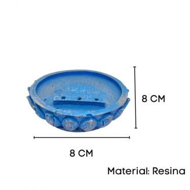 Imagem de Incensário Redondo 8cm 3 varetas Universal Azul Cl Resina