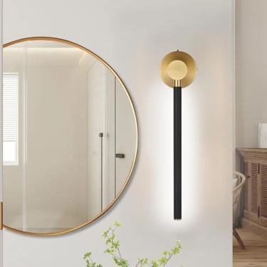 Imagem de PENDRION Iluminação de parede moderna de banheiro de 50 cm preto e latão escovado 15W luminárias de banheiro sobre espelho arandelas douradas lâmpada de parede 5 cores reguláveis luzes LED para quarto