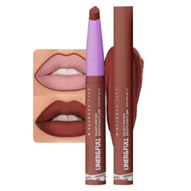 Imagem de Batom 2 em 1, acabamento fosco de veludo, suave e volumoso, 12 cores de lábios universais - rosa nude rosa malva ameixa, fórmula cremosa para maquiagem labial, uso diário, sem crueldade (#08 MAPLE