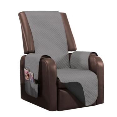 Imagem de Capa Protetora Poltrona Papai 1 Lugar Dupla Face Impermeável Braço e Bolsos Resistente Lavável Prático Confortável Sala na Cor Cinza e Preto
