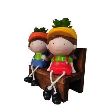 Imagem de Vaso Jardim Cachepo Menino Menina Cerâmica 5 Cm Diâmetro.