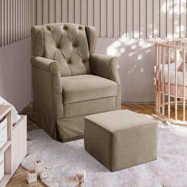 Imagem de Poltrona De Amamentação Balanço Ternura Puff Suede Bege Bege