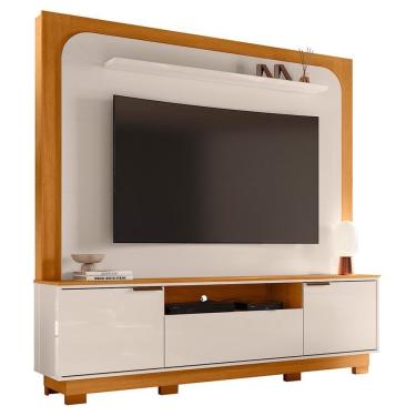 Imagem de Estante Home Theater Nilo Cinamomo/off White Para Tv Até 75” Com Pés - Madetec Cinamomo/off White