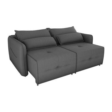 Imagem de Sofá Cama 2 Lugares Com Almofadas 205cm Celine Suede Cinza Matrix Suede Cinza