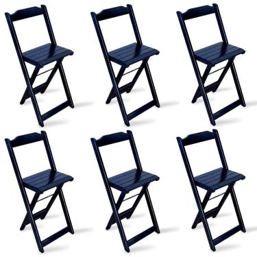 Imagem de Kit 6 Cadeiras Bistrô Dobrável Madeira Preta - Cor: Preto