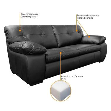 Imagem de Sofá De Couro 3 Lugares Texas 208Cm M06 Preto 450