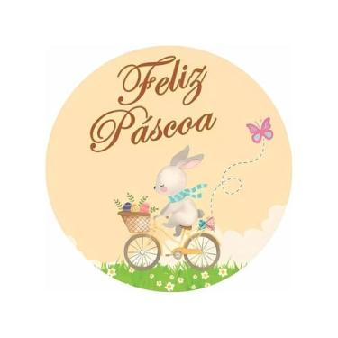 Imagem de Etiqueta Adesiva - Coelho Bicicleta Amararela - 4cm - 60 unidades - Ri