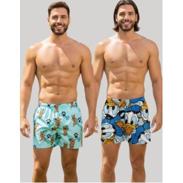 Imagem de Kit 2 Samba Canção Masculino Estampado Confortável  Tecido Macio, Cint