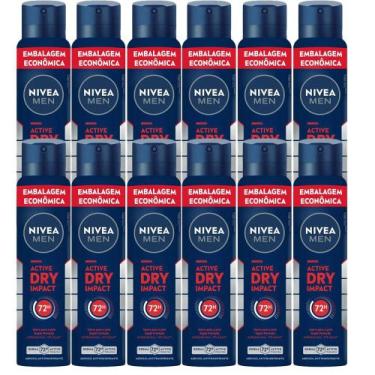 Imagem de Kit Desodorante Aerosol Nivea Dry Impact For Men 200ml - 12 Unidades -