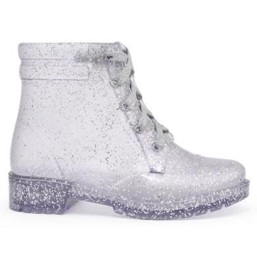 Imagem de Bota Feminina salto infantil Coturno Transparente Gliter Super estilo 