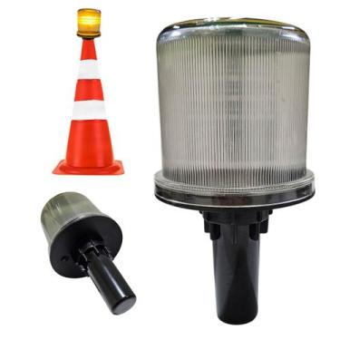 Imagem de Sinalizador Solar Viario Cone Rodovia Estrada Segurança Sinalizaçao Tr